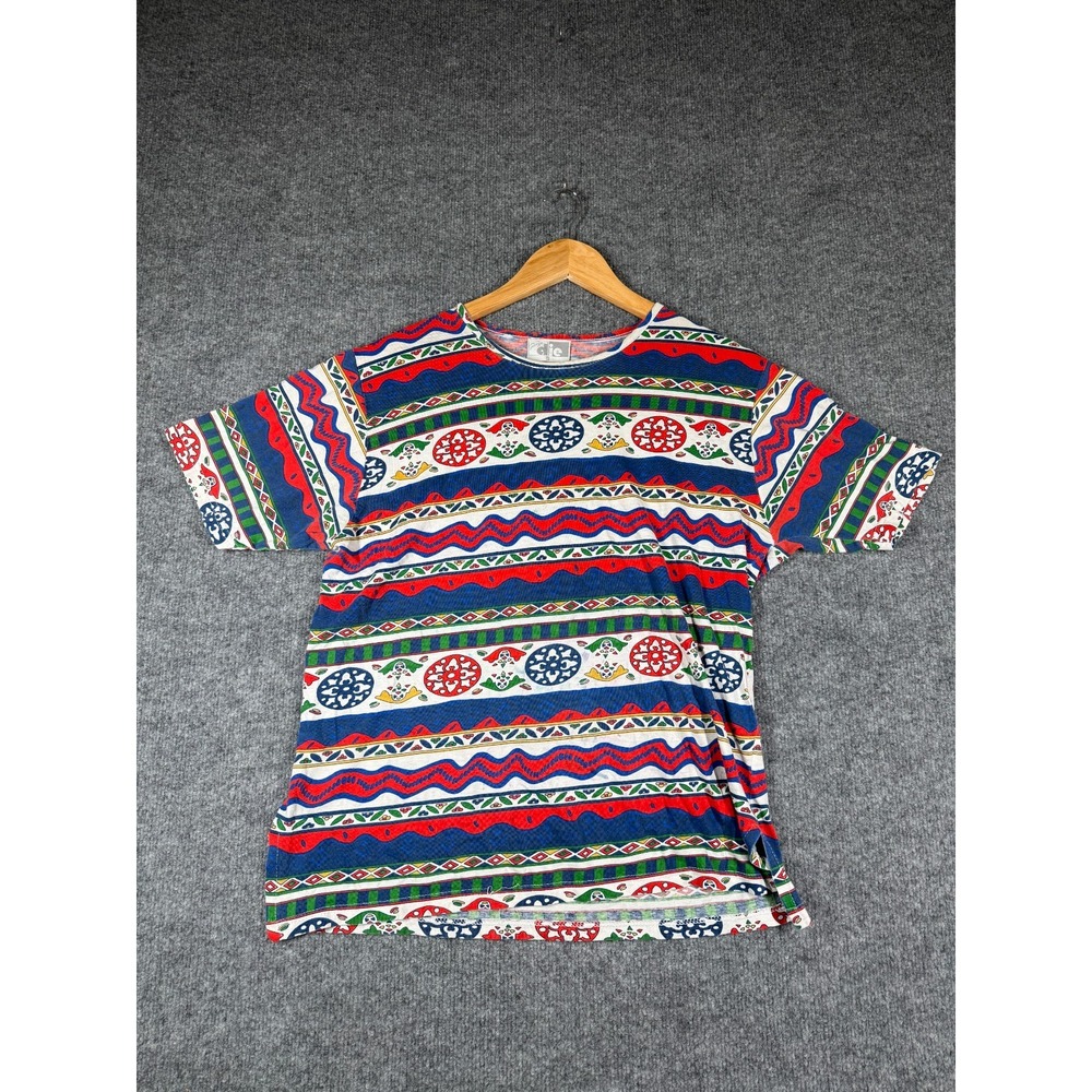 George Die T-Shirt Unisex Adult Small Multi Geometric Tribal Pattern Crew Neck